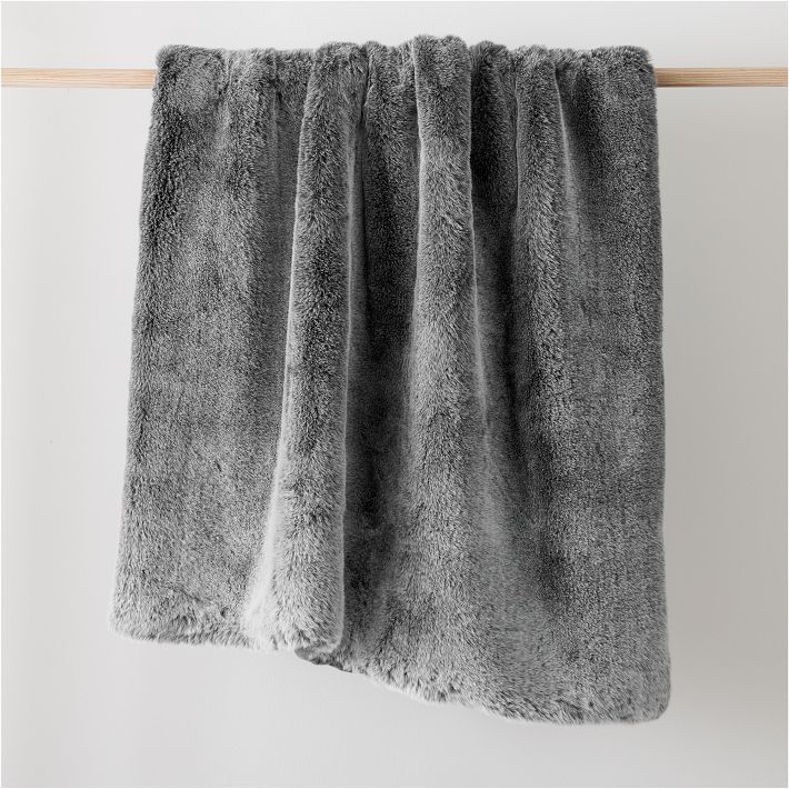 Faux Fur Chinchilla Throw - Slate