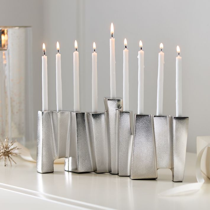 Silver Stepped Menorah