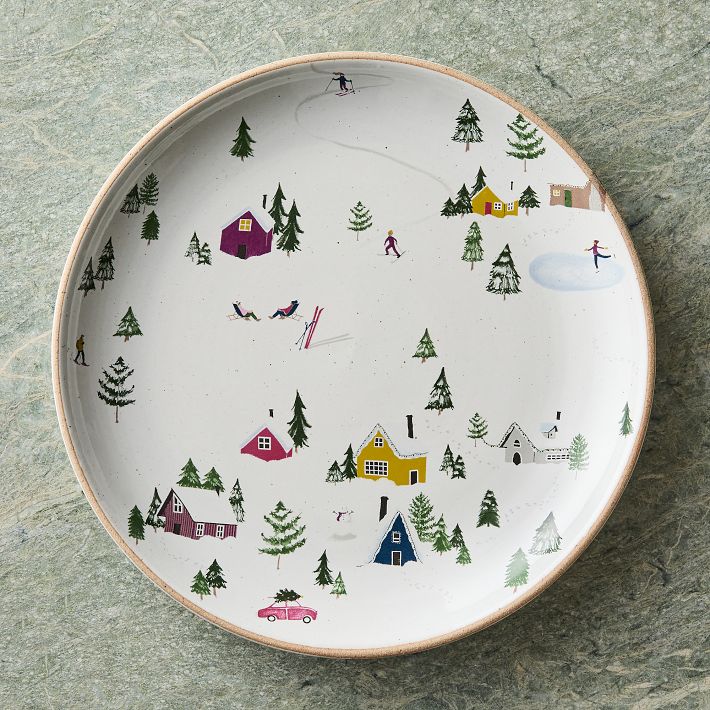 St. Jude Holiday Skier Stoneware Dinner Plate Sets