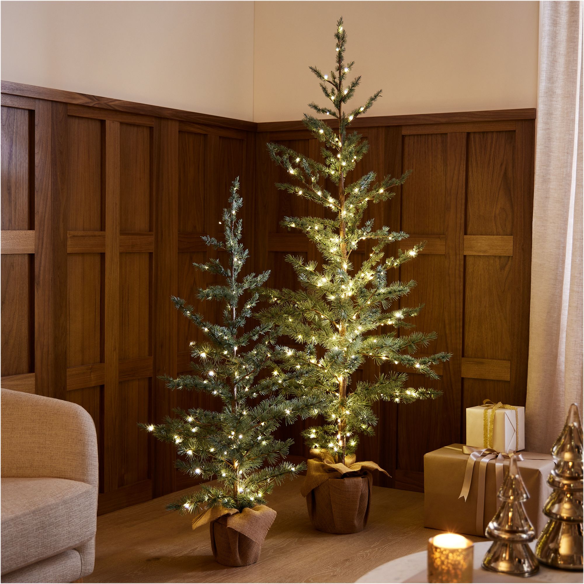 Alt image 1 for Pre-Lit Faux Blue Spruce Tree w/ Burlap Base