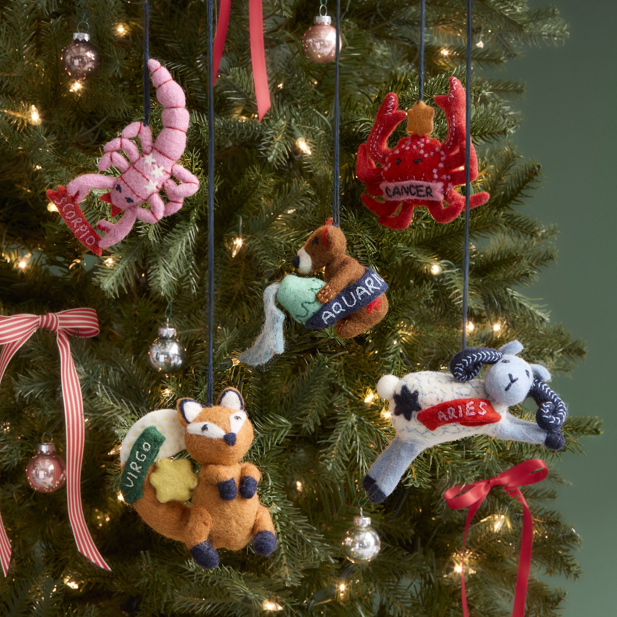 Alt image 1 for Felt Zodiac Animal Ornaments