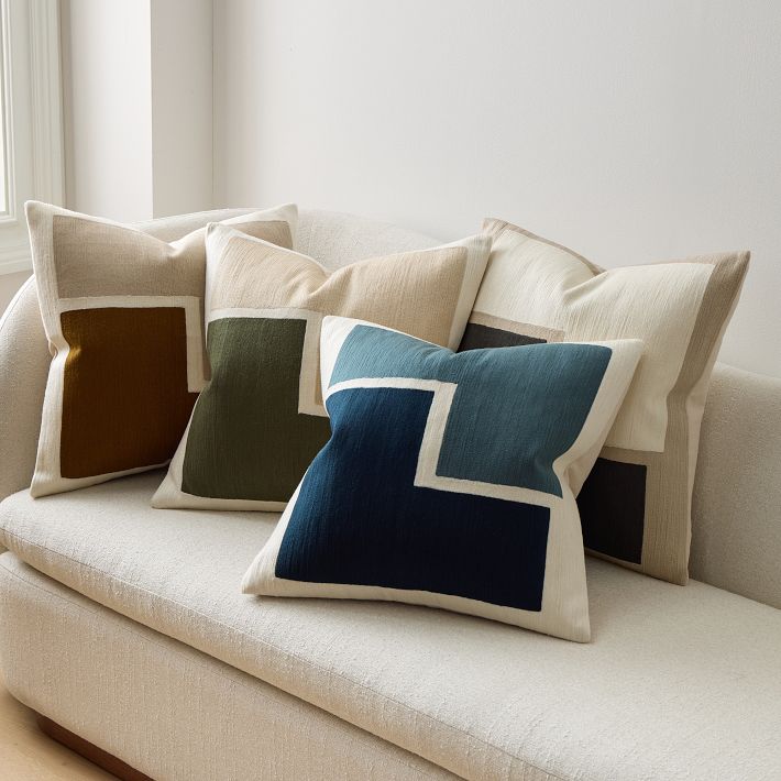 Crewel Stacked Shapes Pillow Cover | West Elm