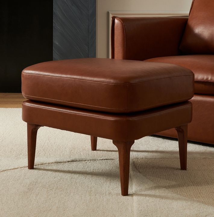 Auburn Leather High-Back Chair Ottoman | West Elm