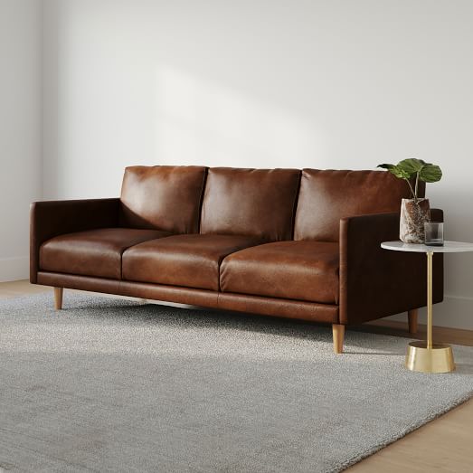 West elm leather sofa sales