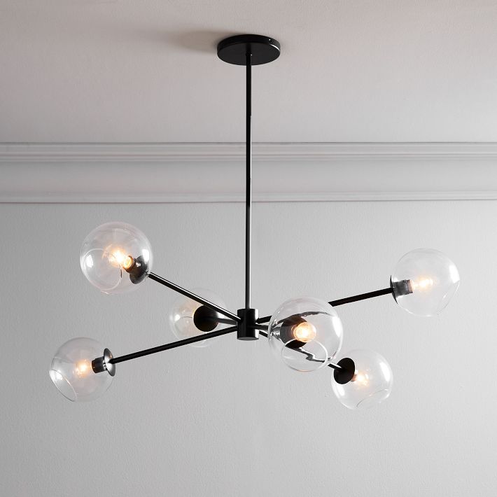 Staggered Glass 6 Light Chandelier 37 Clear