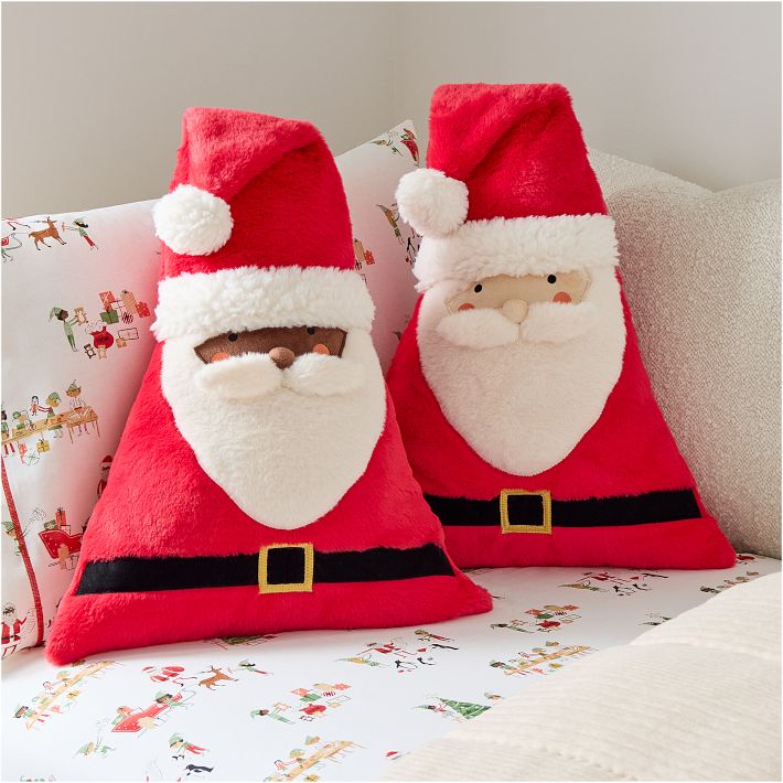 Santa Pillow Black West Elm Holiday Bedding for Kids