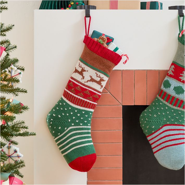 Fair Isle Knit Stocking - Reindeer | West Elm