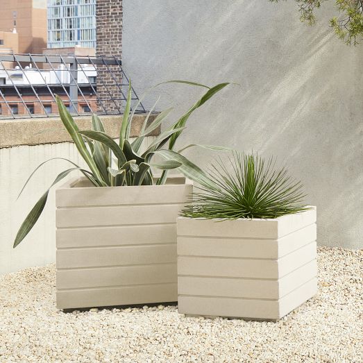 Grooved Linear Ficonstone Indoor/Outdoor Planters | West Elm