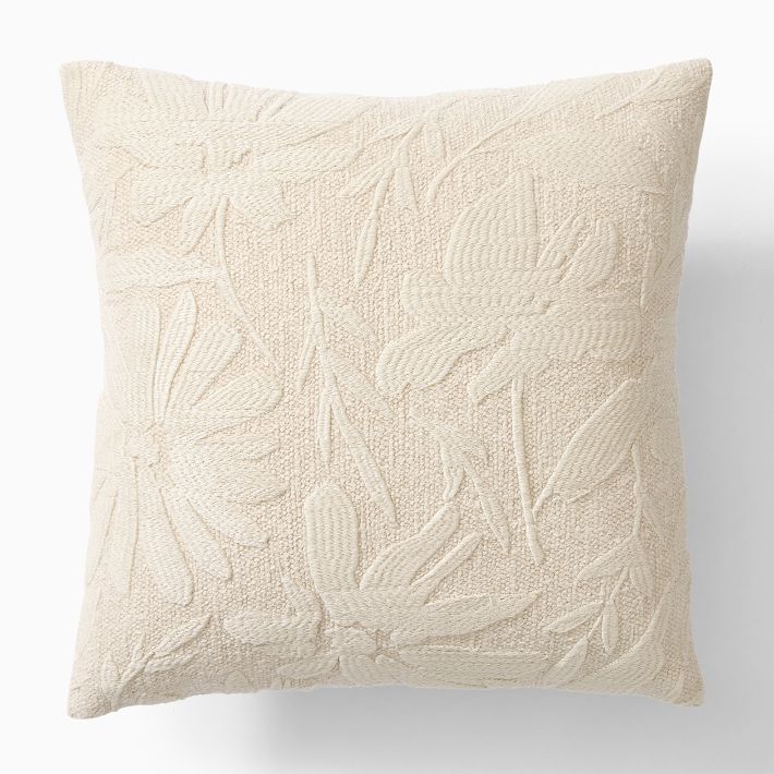 Textural Floral Pillow Cover & Insert