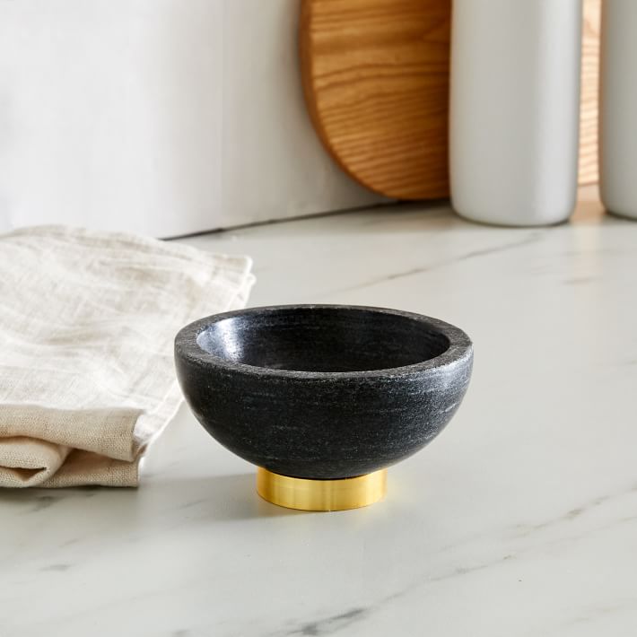 4" Marble & Brass Dip Bowls Color Black