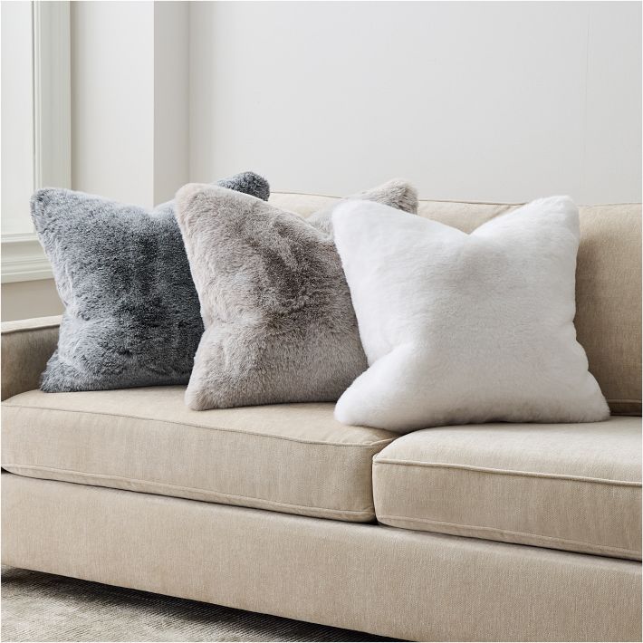 Faux fur pillows grey best sale