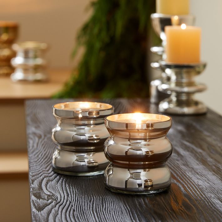 Modern Mercury Glass Filled Candles