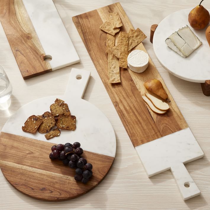Large Round Preston Marble & Wood Charcuterie Board