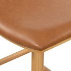 Oak Wood Leather Saddle Bar &amp; Counter Stools