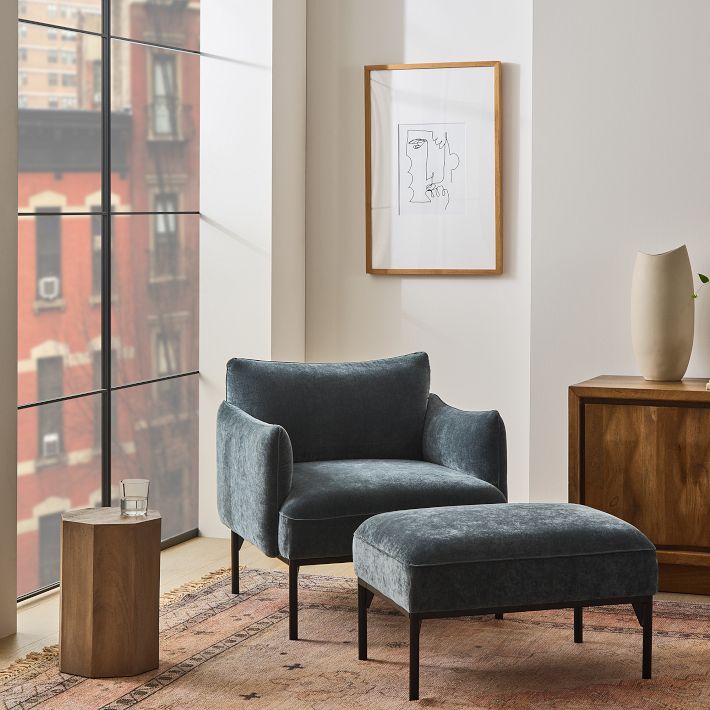 Velvet chair and ottoman sales