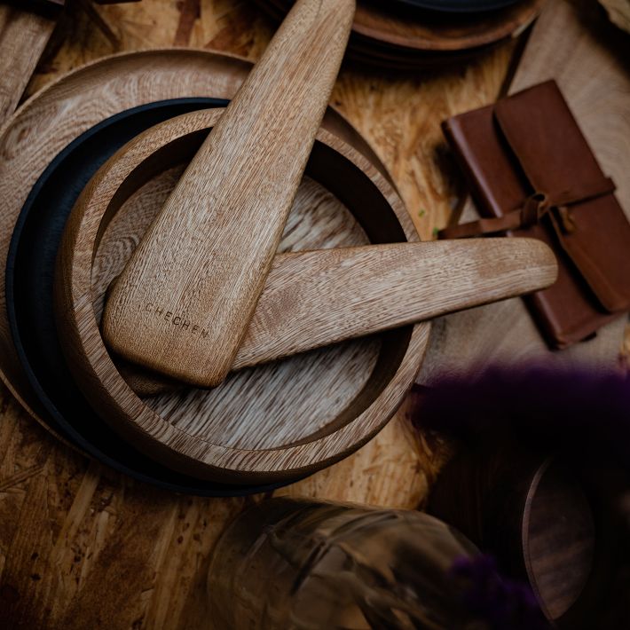 West Elm Chechen Wood Design Wooden Salad Servers
