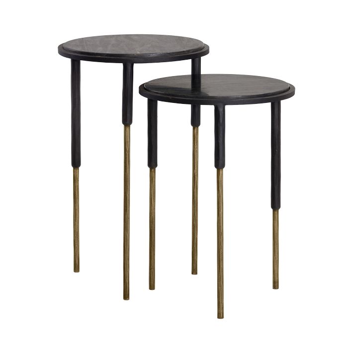 Marble & Wrought Iron Nesting Side Tables (15