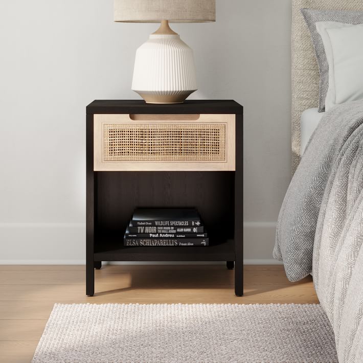 Woven cane nightstand discount