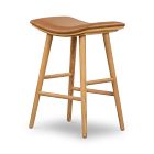 Oak Wood Leather Saddle Bar &amp; Counter Stools