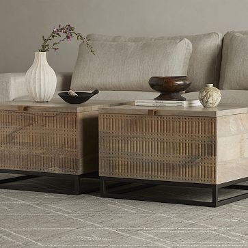 Carved Mango Wood Storage Coffee Table (24") | West Elm