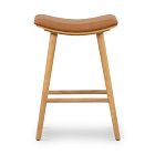 Oak Wood Leather Saddle Bar &amp; Counter Stools