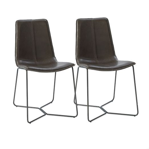 Open Box Slope Leather Dining Chair Set of 2