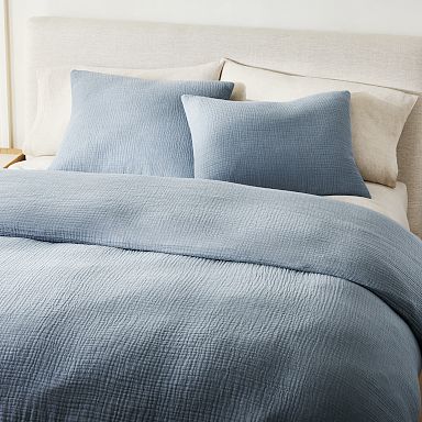 West buy elm tencel king /cali king size stormy blue duvet