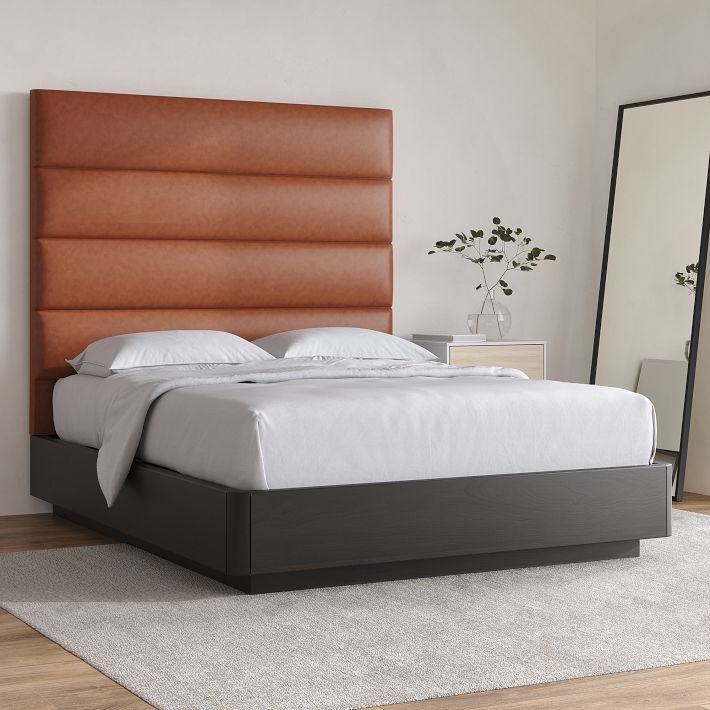 Vegan leather wall mounted headboard west elm