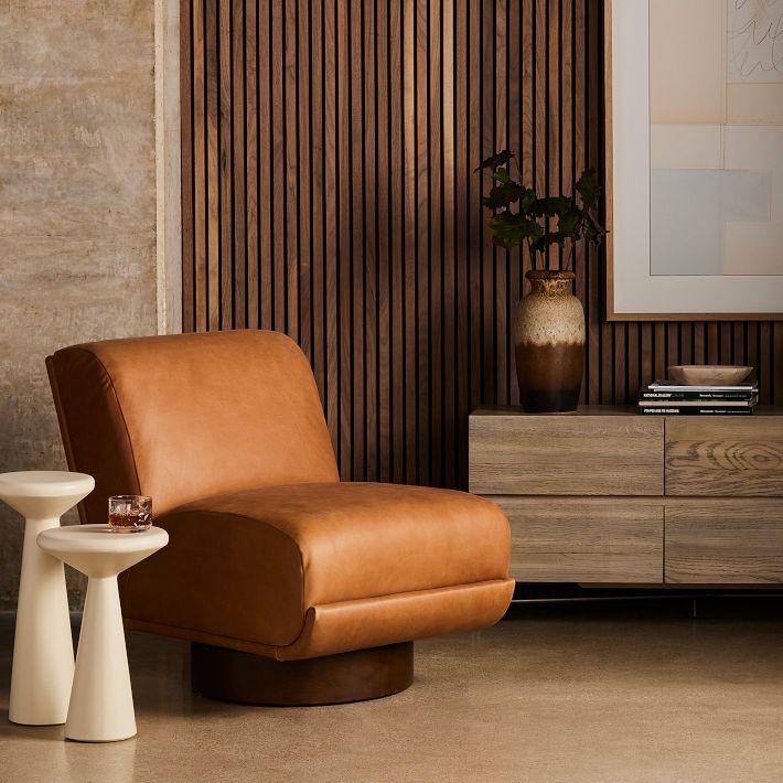 Bushwick Leather Swivel Chair West Elm