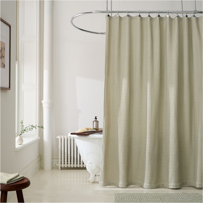Plush Waffle Shower Curtain | Sage