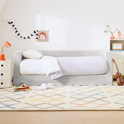 Jamie Daybed Full w Mattress Slipcover Performance Washed Canvas Gray Storm Gray We Kids West Elm
