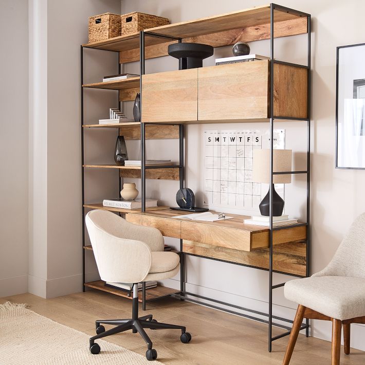 We Industrial Storage Collection Cerused White Industrial 49 Vertical Wall Desk West Elm