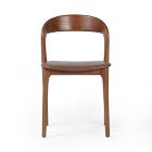 Scooped Ash Wood Leather Dining Chair (Set of 2)