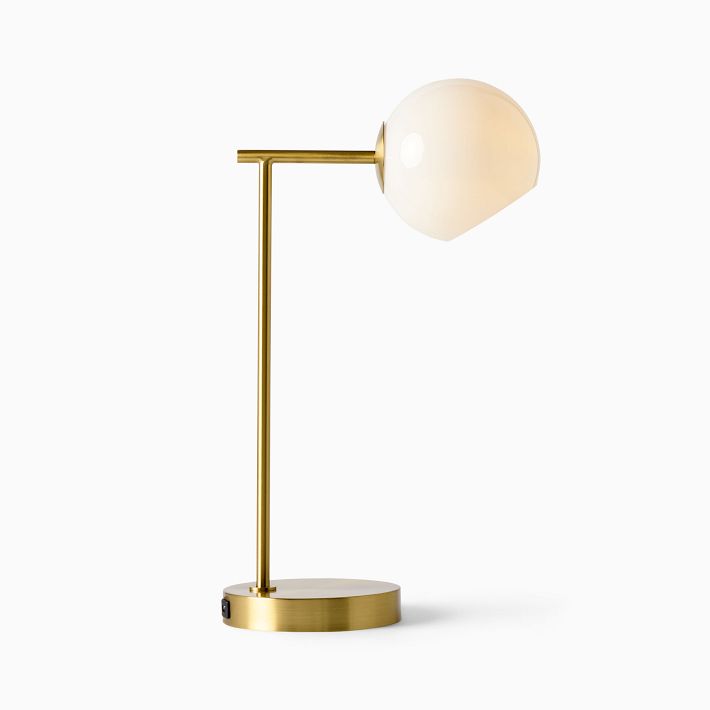Staggered Glass USB Table Lamp Milk Modern Lighting West Elm