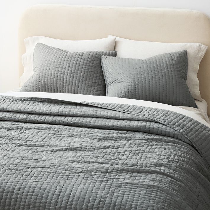 Airy Cotton Voile Solid Quilt (Queen/Graystone)