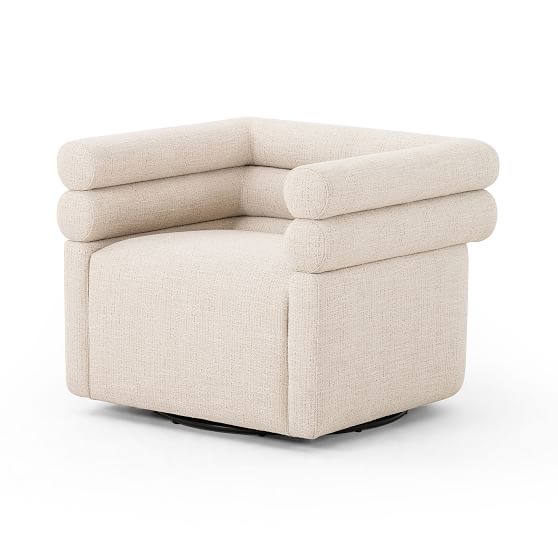 Hampton Cream Glove Leather Swivel Armchair