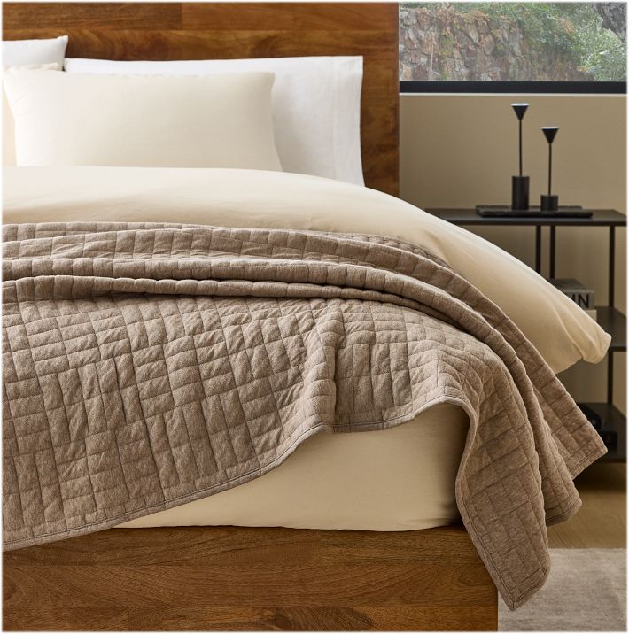 Cotton Cloud Jersey Blanket (Color: Mocha, Size: King)