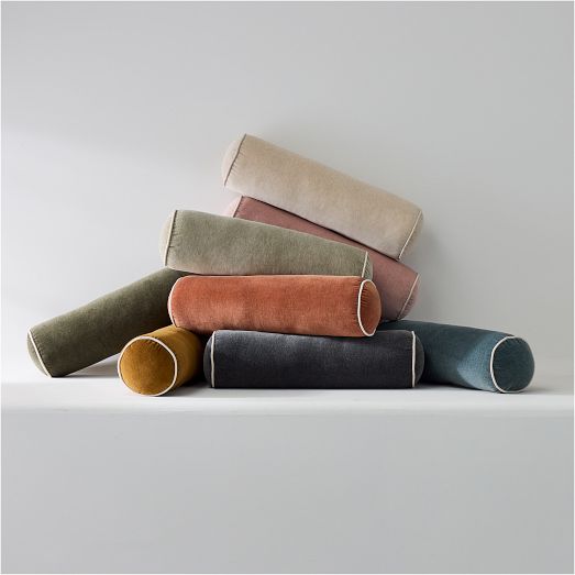 Classic Cotton Velvet Bolster Pillow West Elm