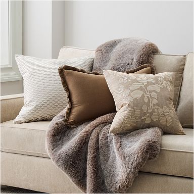 Faux fur pillow and throw set best sale