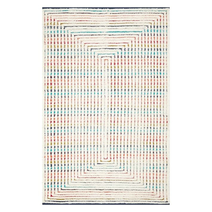 Concentric Rainbows Easy Care Rug