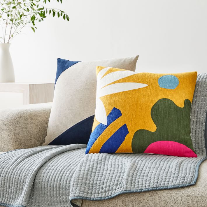 Cotton Linen Velvet Corners Pillow Cover West Elm