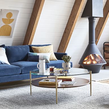 West elm round glass coffee table discount