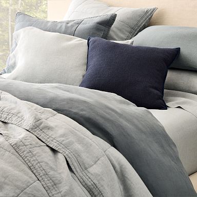 West elm belgian Flax Linen duvet high quality queen in cedar green