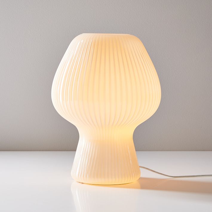 Ribbed Glass Table Lamp (13"")
