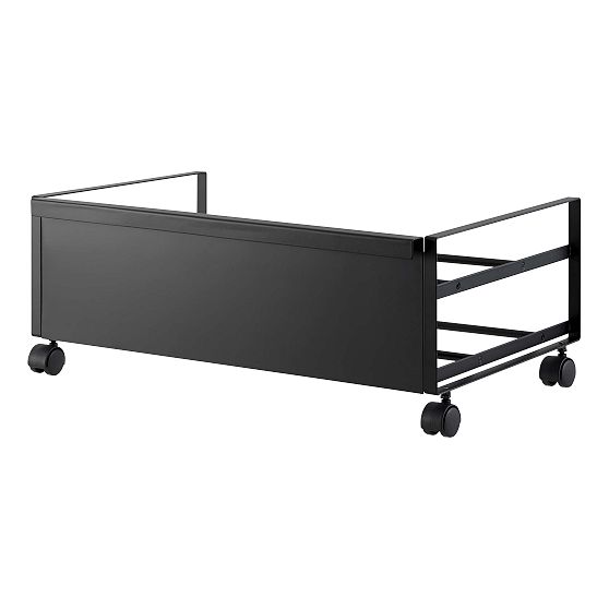Black Metal Rolling Shoe Rack with Handle and Wheels