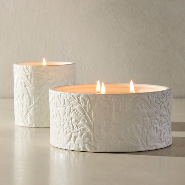 Embossed Ceramic Filled Candles - Bergamot