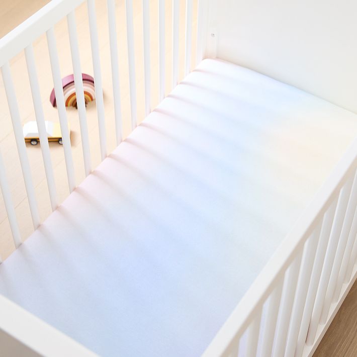 Rainbow Watercolor Jersey Crib Fitted Sheet West Elm