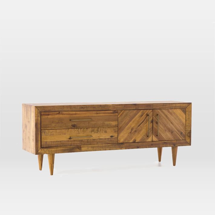 Alexa Reclaimed Wood Media Console Honey Finish West Elm