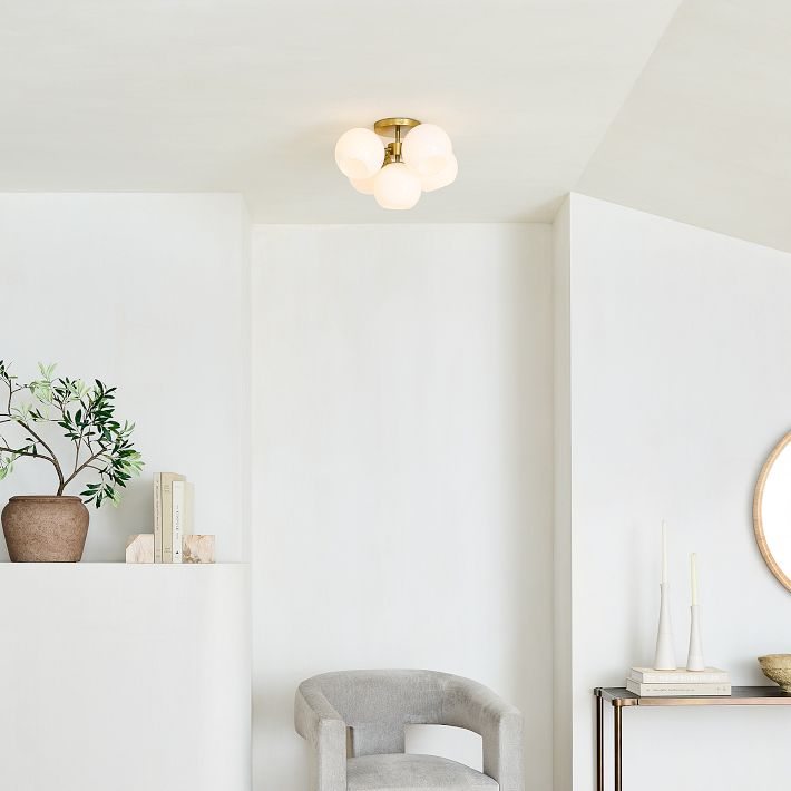 Staggered Glass Flush Mount Lighting Milk Glass West Elm