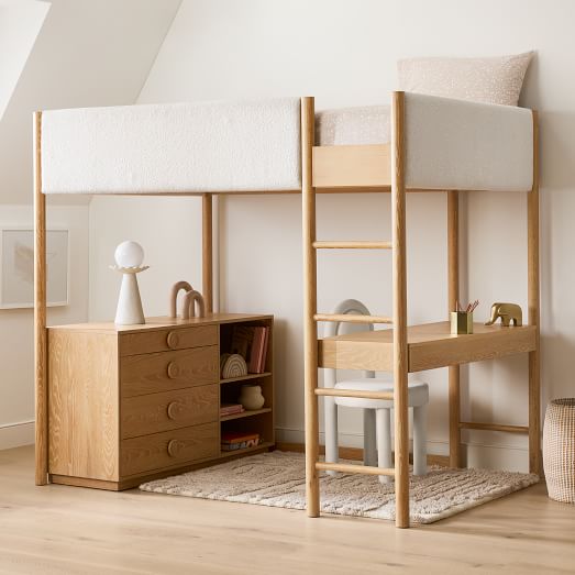 Statement Knob Loft Bed w Desk Dresser West Elm